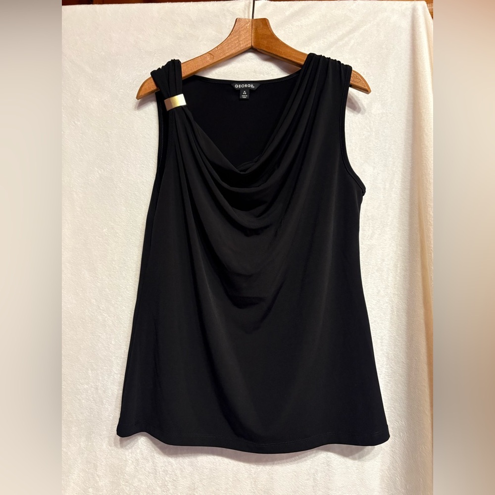 George Women's Elegant Black Cowl Neck Blouse